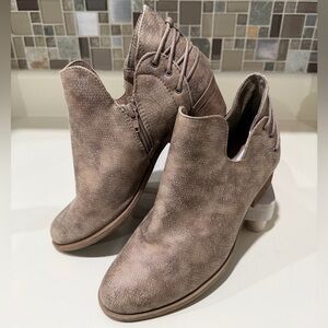 Very G Textured Brown Ankle Booties